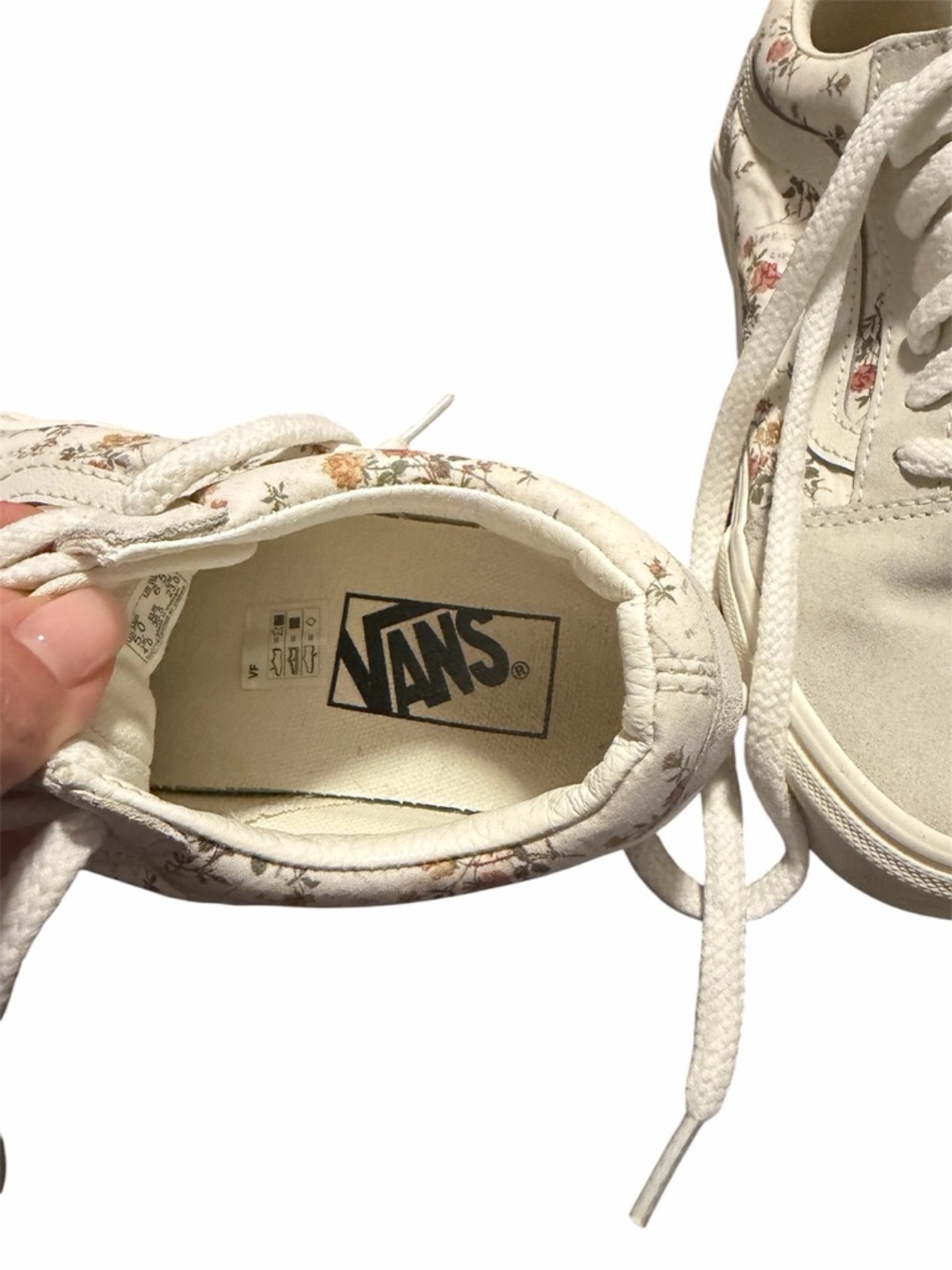 Vans Floral Canvas Low-Top Sneakers - Cream with Pink & Green Accents - Picture 5 of 5